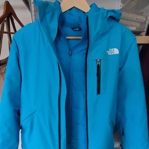 Girls North Face Fresh Tracks 3 in 1 winter coat Turquoise (worn twice!)
